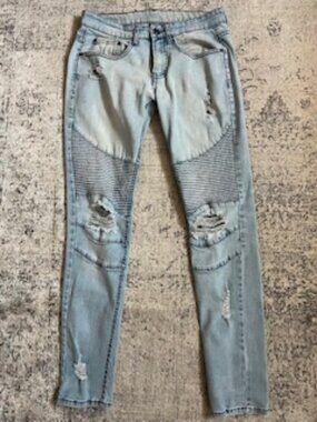 🧡3/15 Y&R Distressed Light Wash Jeans Men's 28